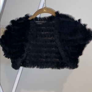 BCBGmaxazria black rabbit fur shrug